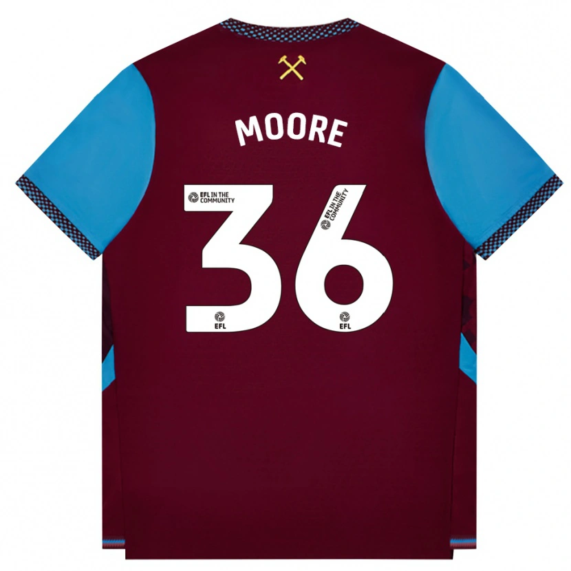 Danxen Børn Sean Moore #36 Vinrød Kornblomstblå Hjemmebane Spillertrøjer 2026/27 Trøje T-Shirt