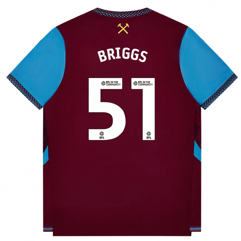 Danxen Børn Josh Briggs #51 Vinrød Kornblomstblå Hjemmebane Spillertrøjer 2026/27 Trøje T-Shirt