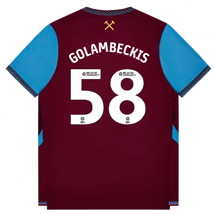 Danxen Børn Airidas Golambeckis #58 Vinrød Kornblomstblå Hjemmebane Spillertrøjer 2026/27 Trøje T-Shirt