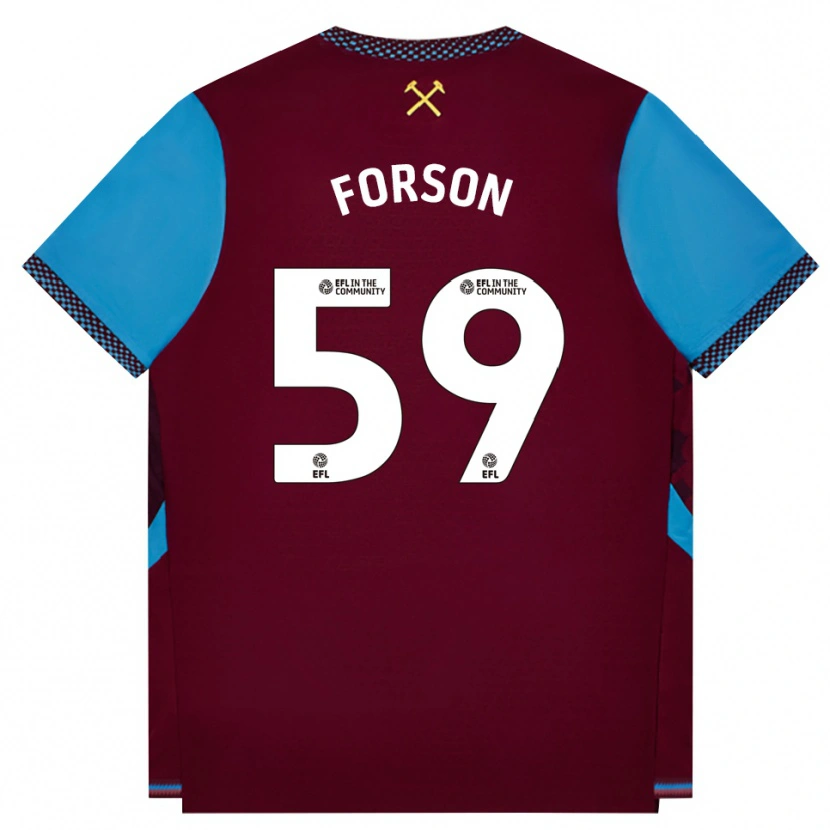 Danxen Børn Keenan Forson #59 Vinrød Kornblomstblå Hjemmebane Spillertrøjer 2026/27 Trøje T-Shirt