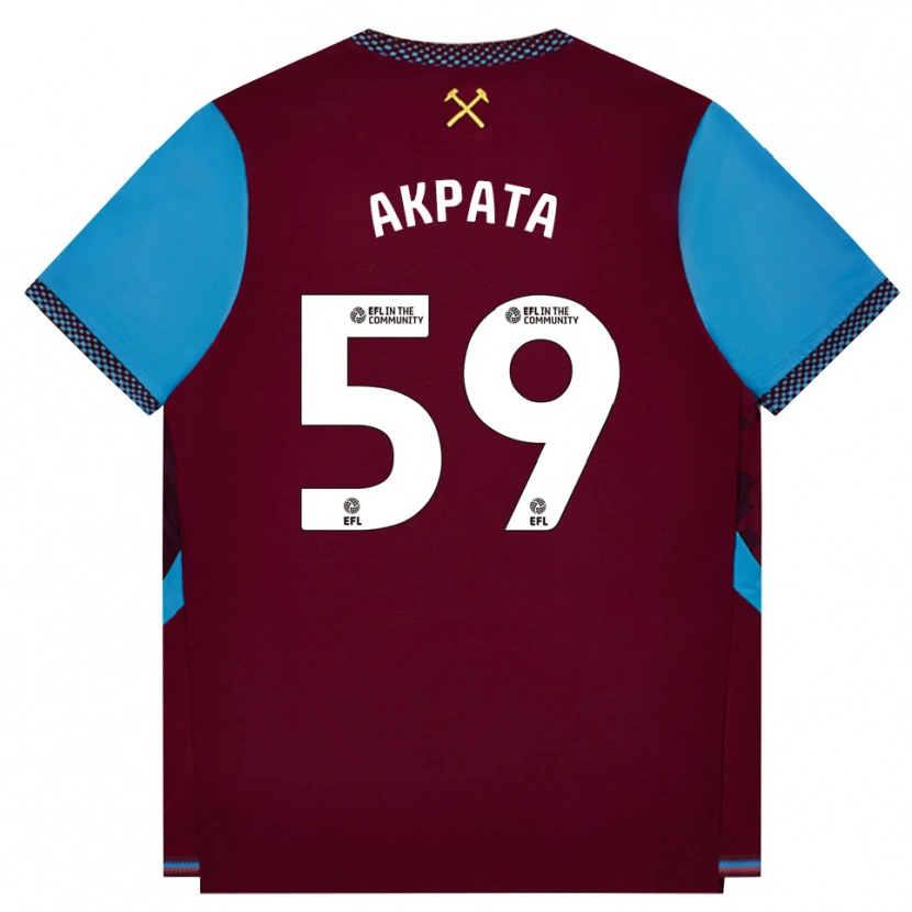 Danxen Børn Tyron Akpata #59 Vinrød Kornblomstblå Hjemmebane Spillertrøjer 2026/27 Trøje T-Shirt
