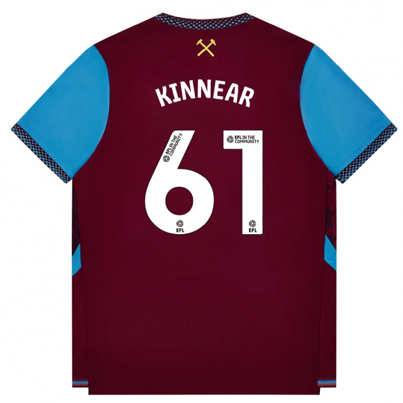 Danxen Børn Brian Kinnear #61 Vinrød Kornblomstblå Hjemmebane Spillertrøjer 2026/27 Trøje T-Shirt