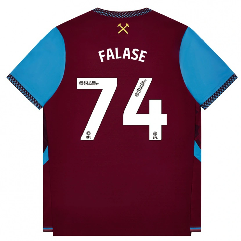 Danxen Børn Asher Falase #74 Vinrød Kornblomstblå Hjemmebane Spillertrøjer 2026/27 Trøje T-Shirt