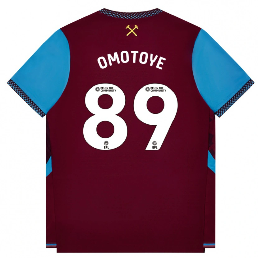 Danxen Børn Tyrone Omotoye #89 Vinrød Kornblomstblå Hjemmebane Spillertrøjer 2026/27 Trøje T-Shirt