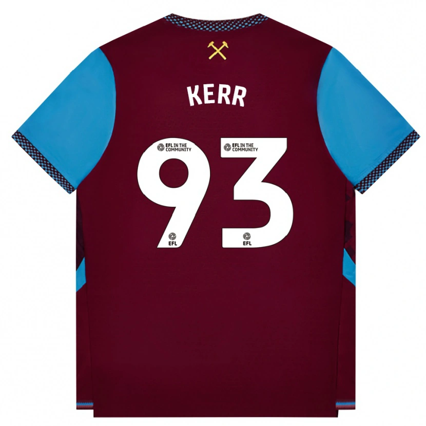 Danxen Børn Joel Kerr #93 Vinrød Kornblomstblå Hjemmebane Spillertrøjer 2026/27 Trøje T-Shirt