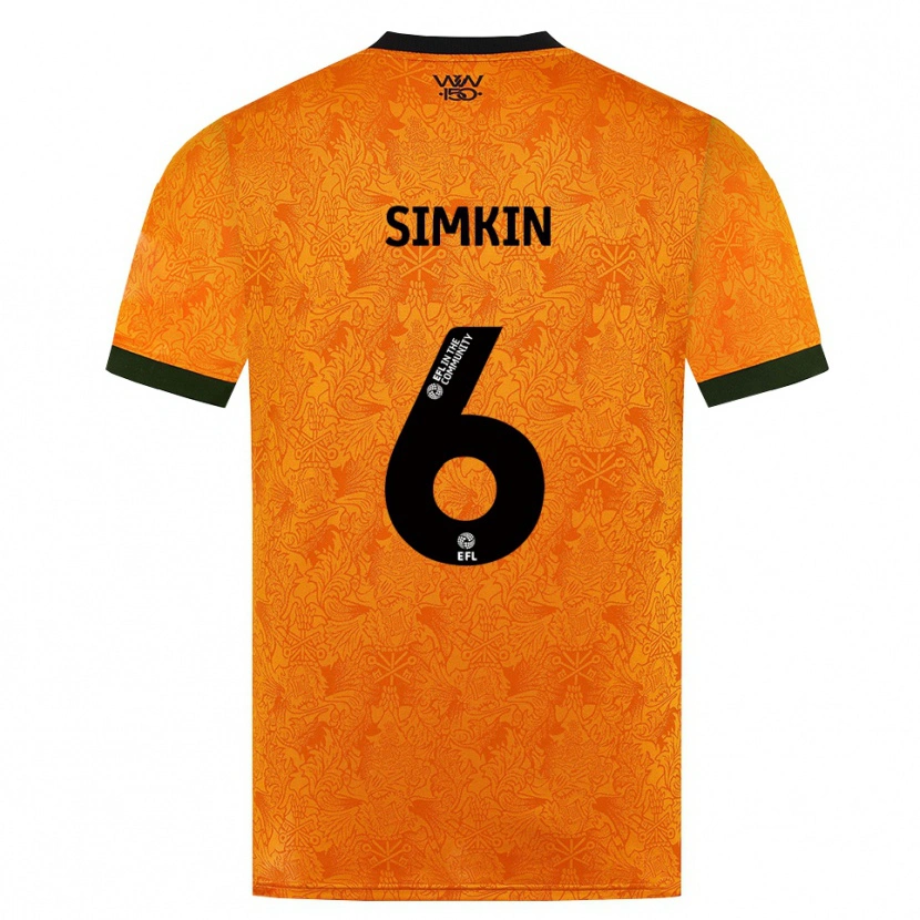 Danxen Børn Lily Simkin #6 Orange Sort Hjemmebane Spillertrøjer 2026/27 Trøje T-Shirt