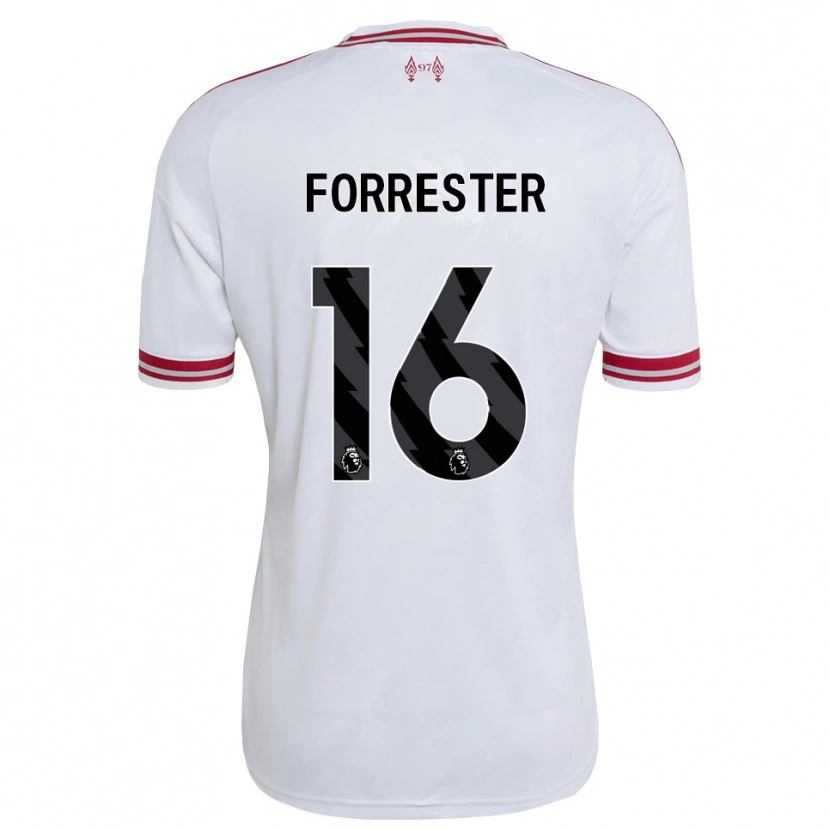 Danxen Børn La'more Lee Forrester #16 Rød Hvid Udebane Spillertrøjer 2026/27 Trøje T-Shirt