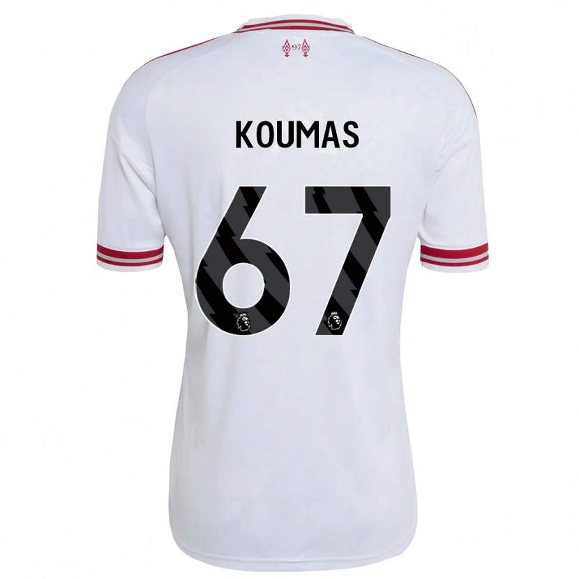 Danxen Børn Lewis Koumas #67 Rød Hvid Udebane Spillertrøjer 2026/27 Trøje T-Shirt