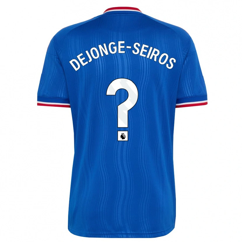 Danxen Børn Edson Dejonge-Seiros #0 Blå Hvid Rød Udebane Spillertrøjer 2026/27 Trøje T-Shirt