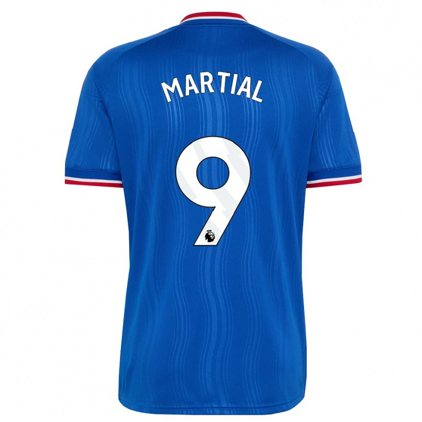 Danxen Børn Anthony Martial #9 Blå Hvid Rød Udebane Spillertrøjer 2026/27 Trøje T-Shirt