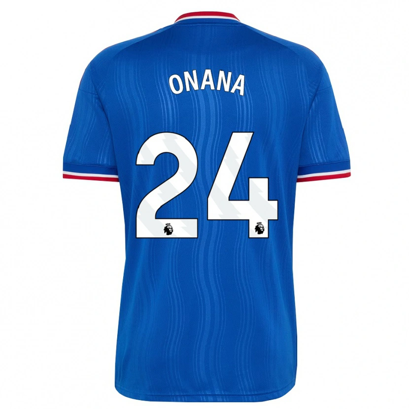 Danxen Børn Andre Onana #24 Blå Hvid Rød Udebane Spillertrøjer 2026/27 Trøje T-Shirt