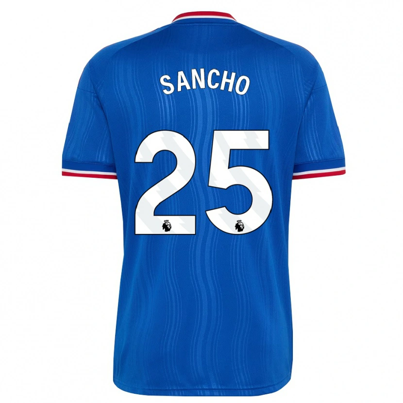 Danxen Børn Jadon Sancho #25 Blå Hvid Rød Udebane Spillertrøjer 2026/27 Trøje T-Shirt