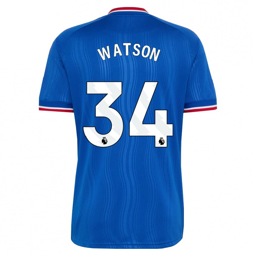 Danxen Børn Emma Watson #34 Blå Hvid Rød Udebane Spillertrøjer 2026/27 Trøje T-Shirt