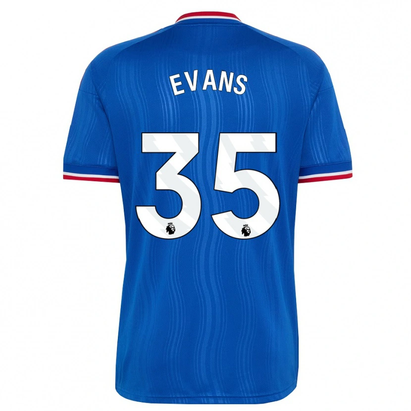 Danxen Børn Jonny Evans #35 Blå Hvid Rød Udebane Spillertrøjer 2026/27 Trøje T-Shirt