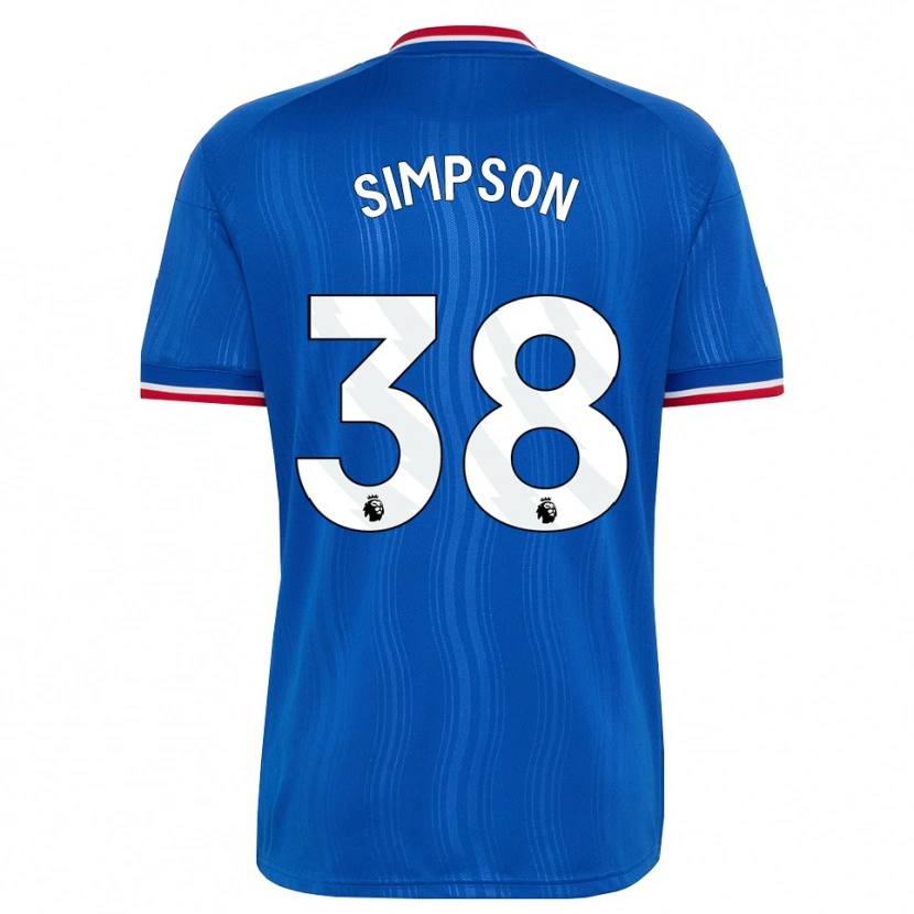 Danxen Børn Jess Simpson #38 Blå Hvid Rød Udebane Spillertrøjer 2026/27 Trøje T-Shirt