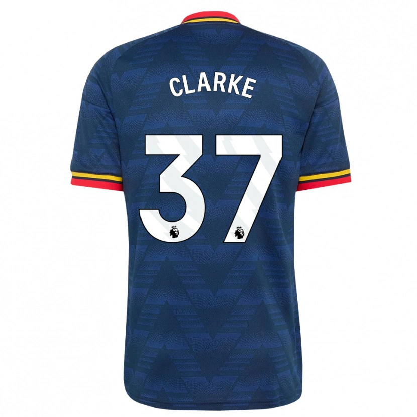 Danxen Børn Brayden Clarke #37 Midnatsblå Gul Rød Udebane Spillertrøjer 2026/27 Trøje T-Shirt
