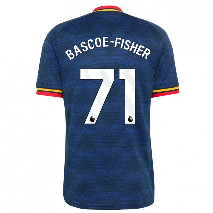 Danxen Børn Jakai Bascoe-Fisher #71 Midnatsblå Gul Rød Udebane Spillertrøjer 2026/27 Trøje T-Shirt