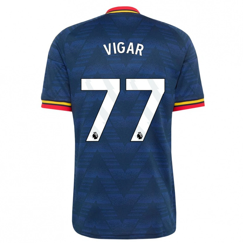 Danxen Børn Billy Vigar #77 Midnatsblå Gul Rød Udebane Spillertrøjer 2026/27 Trøje T-Shirt