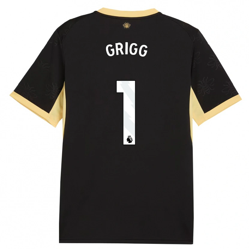 Danxen Børn Finley Grigg #1 Sort Gul Udebane Spillertrøjer 2026/27 Trøje T-Shirt
