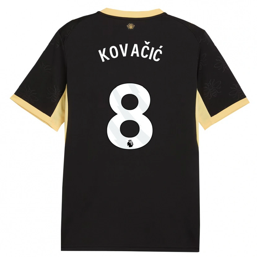 Danxen Børn Mateo Kovacic #8 Sort Gul Udebane Spillertrøjer 2026/27 Trøje T-Shirt