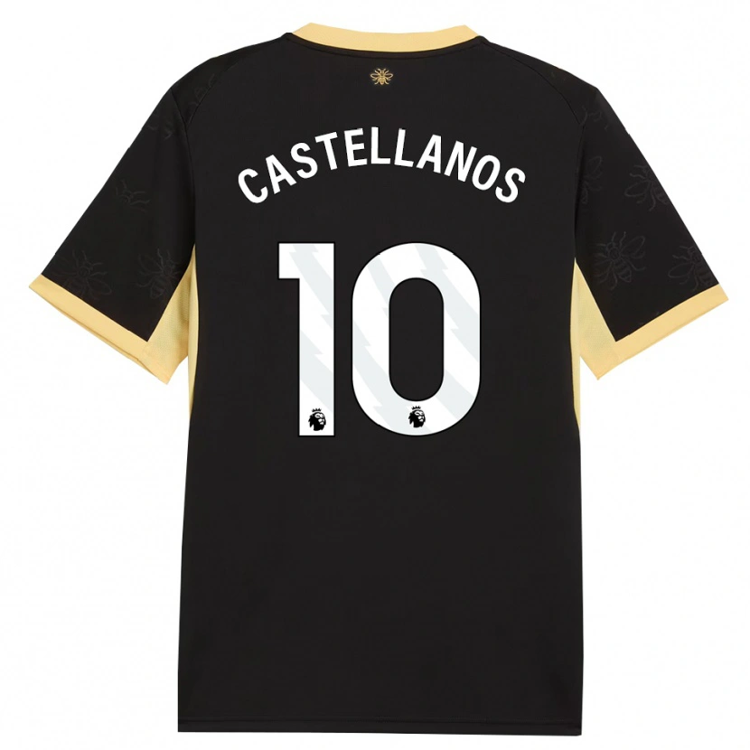 Danxen Børn Deyna Castellanos #10 Sort Gul Udebane Spillertrøjer 2026/27 Trøje T-Shirt