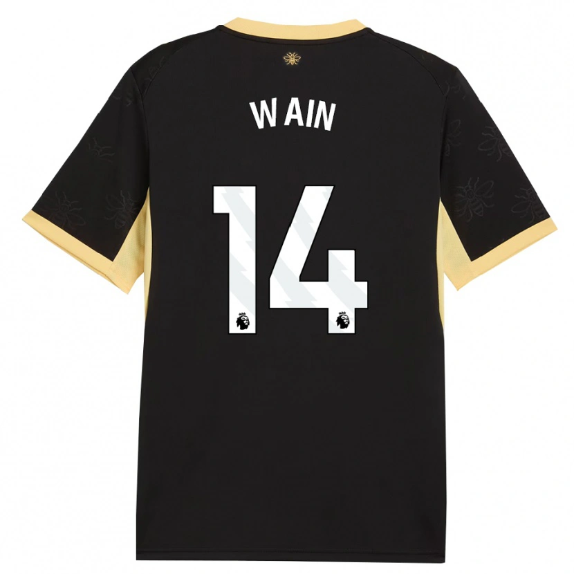 Danxen Børn Jake Wain #14 Sort Gul Udebane Spillertrøjer 2026/27 Trøje T-Shirt