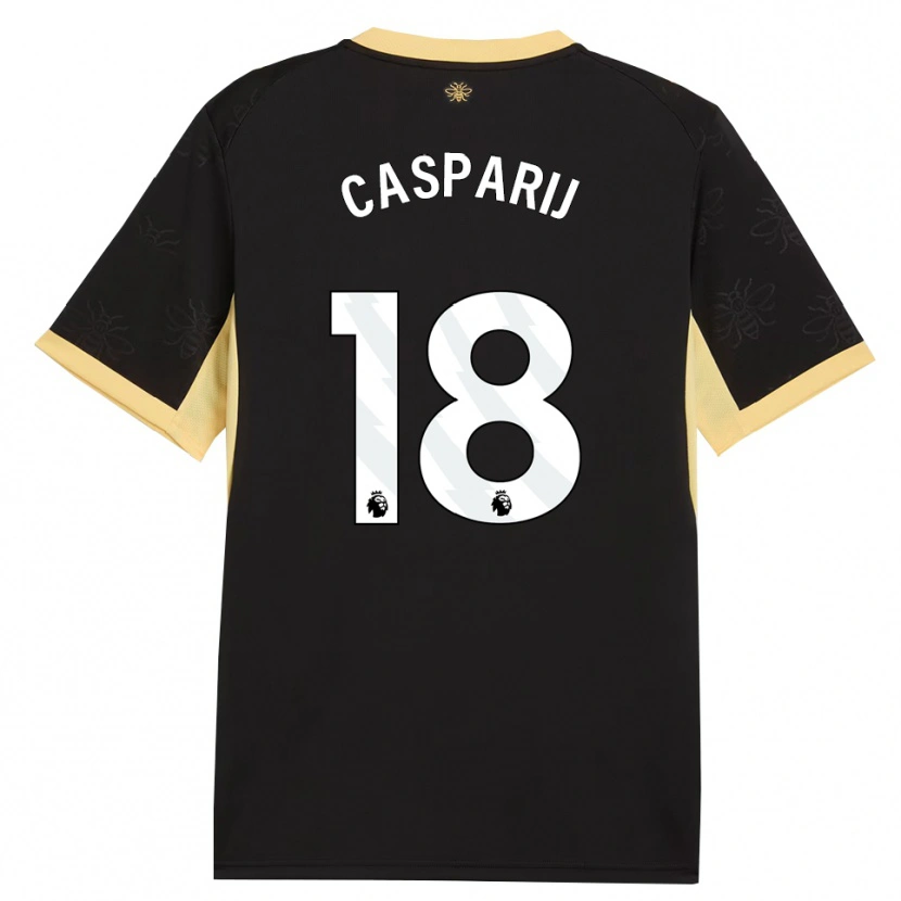 Danxen Børn Kerstin Casparij #18 Sort Gul Udebane Spillertrøjer 2026/27 Trøje T-Shirt