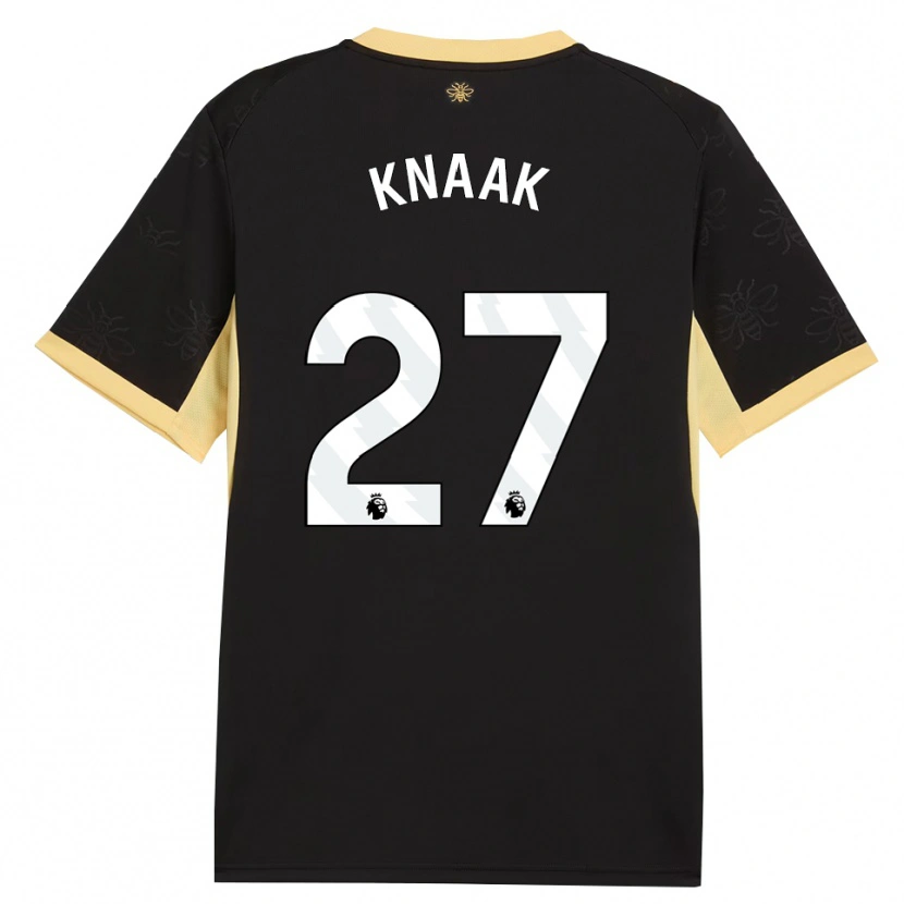 Danxen Børn Rebecca Knaak #27 Sort Gul Udebane Spillertrøjer 2026/27 Trøje T-Shirt