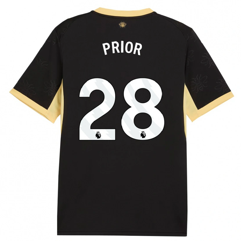 Danxen Børn Gracie Prior #28 Sort Gul Udebane Spillertrøjer 2026/27 Trøje T-Shirt