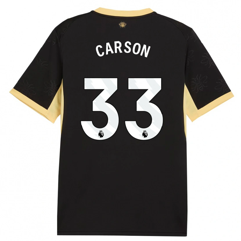 Danxen Børn Scott Carson #33 Sort Gul Udebane Spillertrøjer 2026/27 Trøje T-Shirt