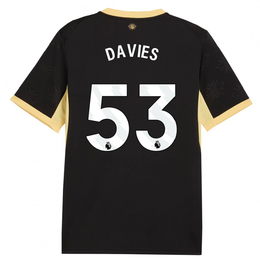 Danxen Børn Mayzee Davies #53 Sort Gul Udebane Spillertrøjer 2026/27 Trøje T-Shirt