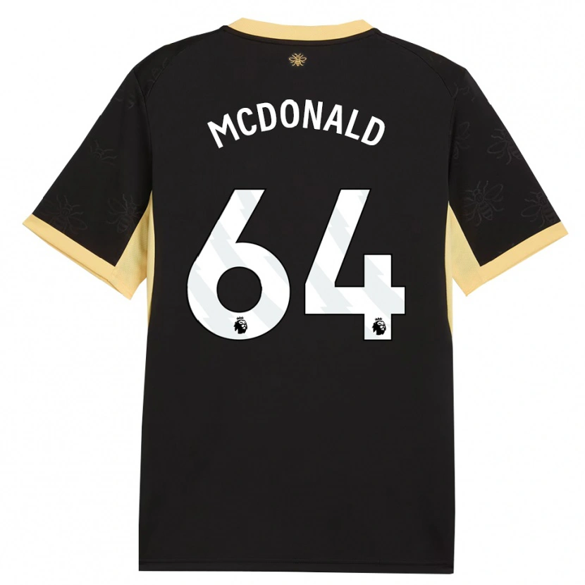 Danxen Børn Rowan Mcdonald #64 Sort Gul Udebane Spillertrøjer 2026/27 Trøje T-Shirt