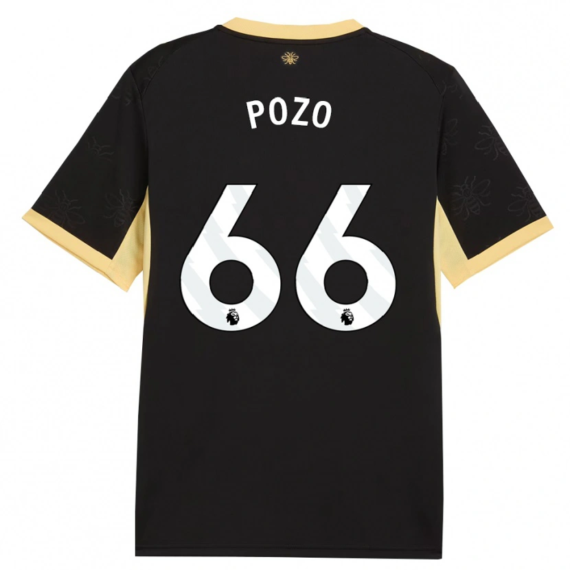 Danxen Børn Iker Pozo #66 Sort Gul Udebane Spillertrøjer 2026/27 Trøje T-Shirt