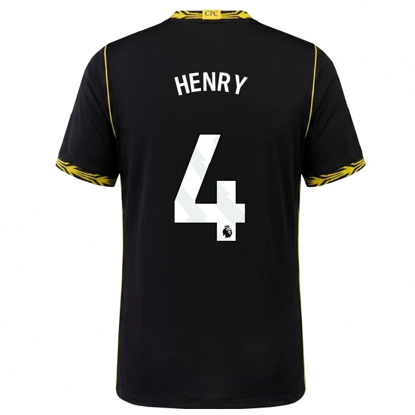 Danxen Børn Josh Henry #4 Sort Gul Udebane Spillertrøjer 2026/27 Trøje T-Shirt