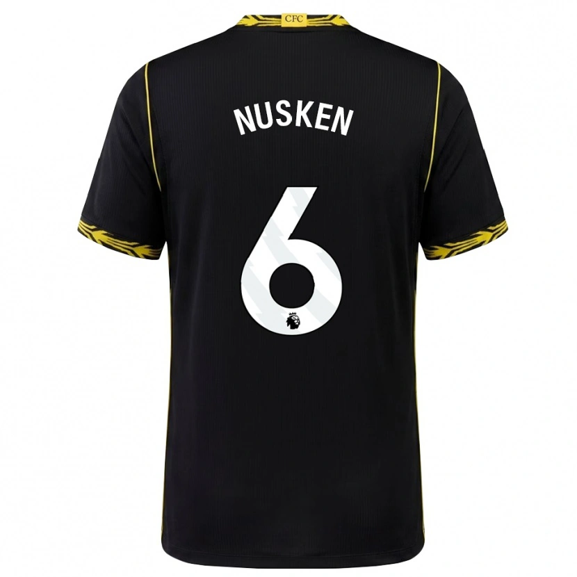 Danxen Børn Sjoeke Nüsken #6 Sort Gul Udebane Spillertrøjer 2026/27 Trøje T-Shirt