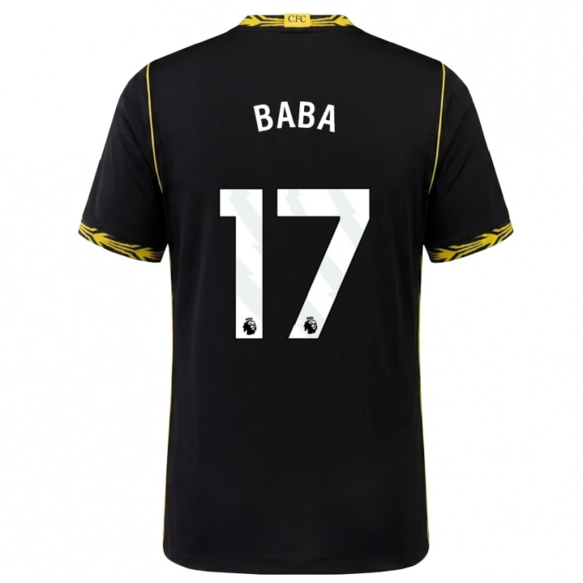 Danxen Børn Abdul-Rahman Baba #17 Sort Gul Udebane Spillertrøjer 2026/27 Trøje T-Shirt