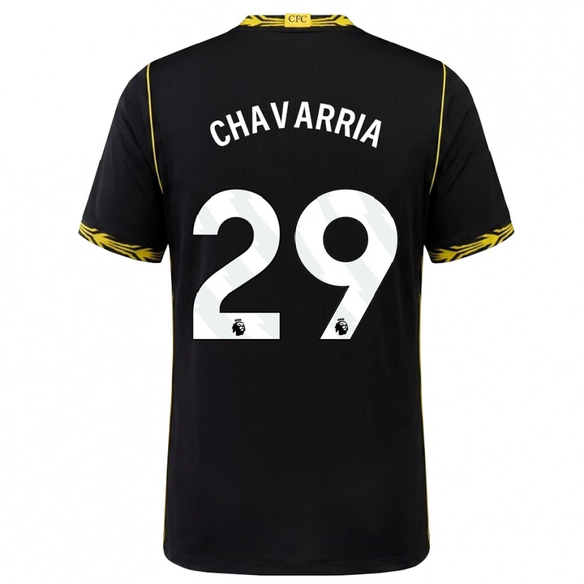 Danxen Børn Pep Chavarría #29 Sort Gul Udebane Spillertrøjer 2026/27 Trøje T-Shirt