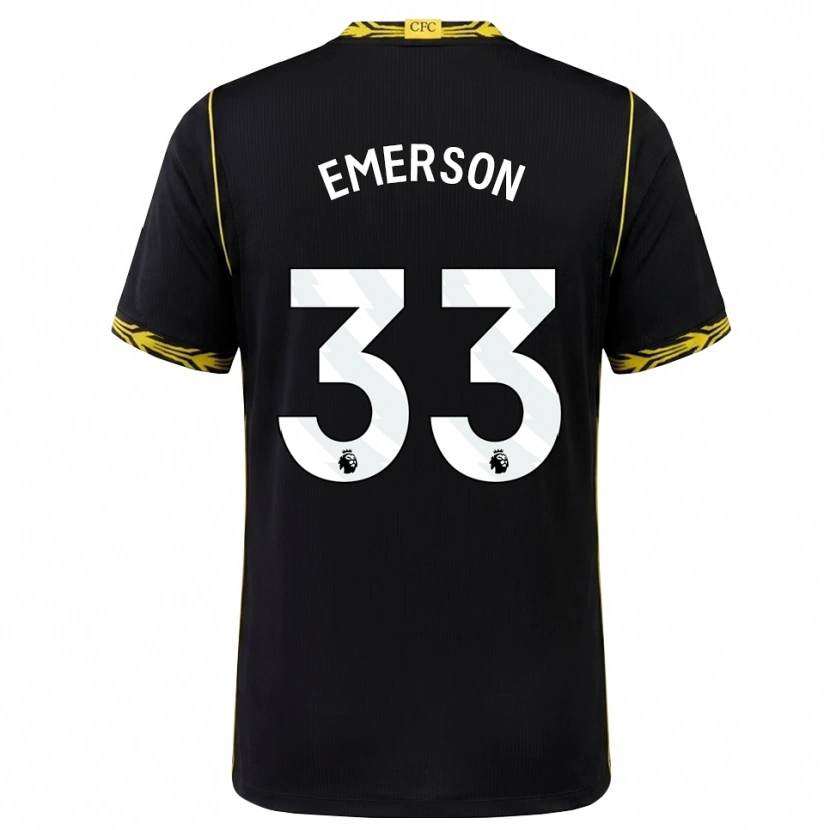 Danxen Børn Emerson #33 Sort Gul Udebane Spillertrøjer 2026/27 Trøje T-Shirt