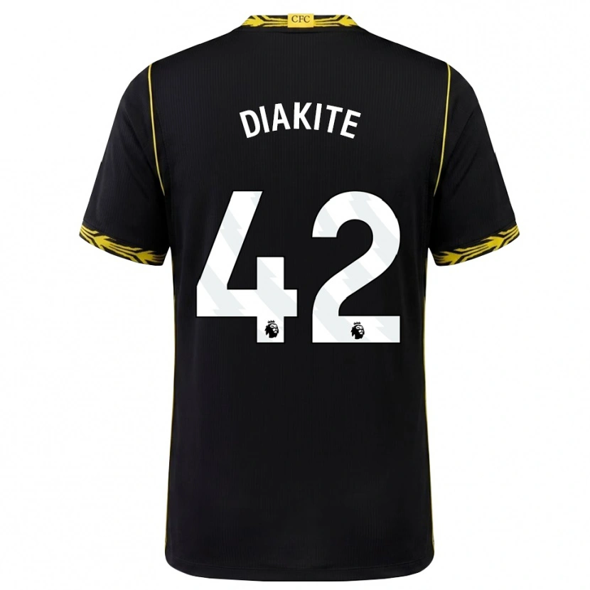 Danxen Børn Calvin Diakite #42 Sort Gul Udebane Spillertrøjer 2026/27 Trøje T-Shirt