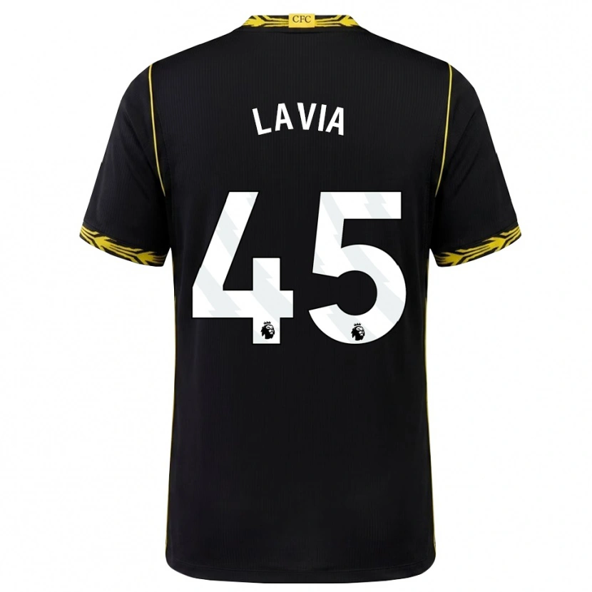 Danxen Børn Roméo Lavia #45 Sort Gul Udebane Spillertrøjer 2026/27 Trøje T-Shirt