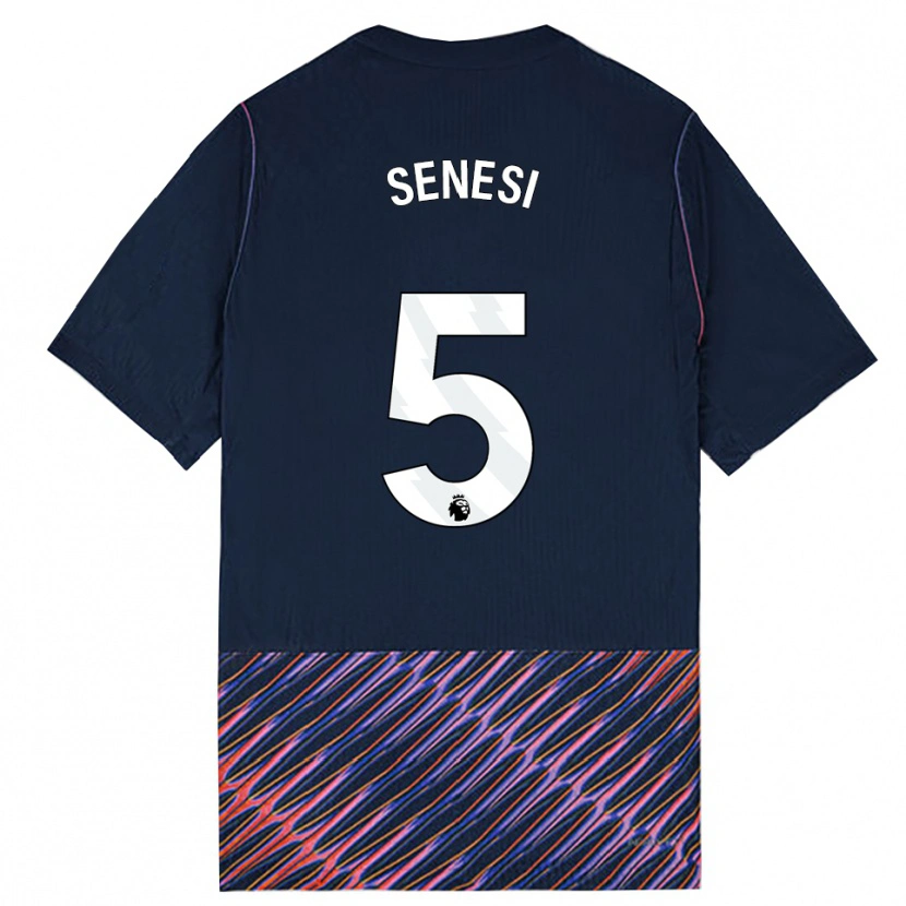 Danxen Børn Marcos Senesi #5 Kongeblå Hvid Udebane Spillertrøjer 2026/27 Trøje T-Shirt