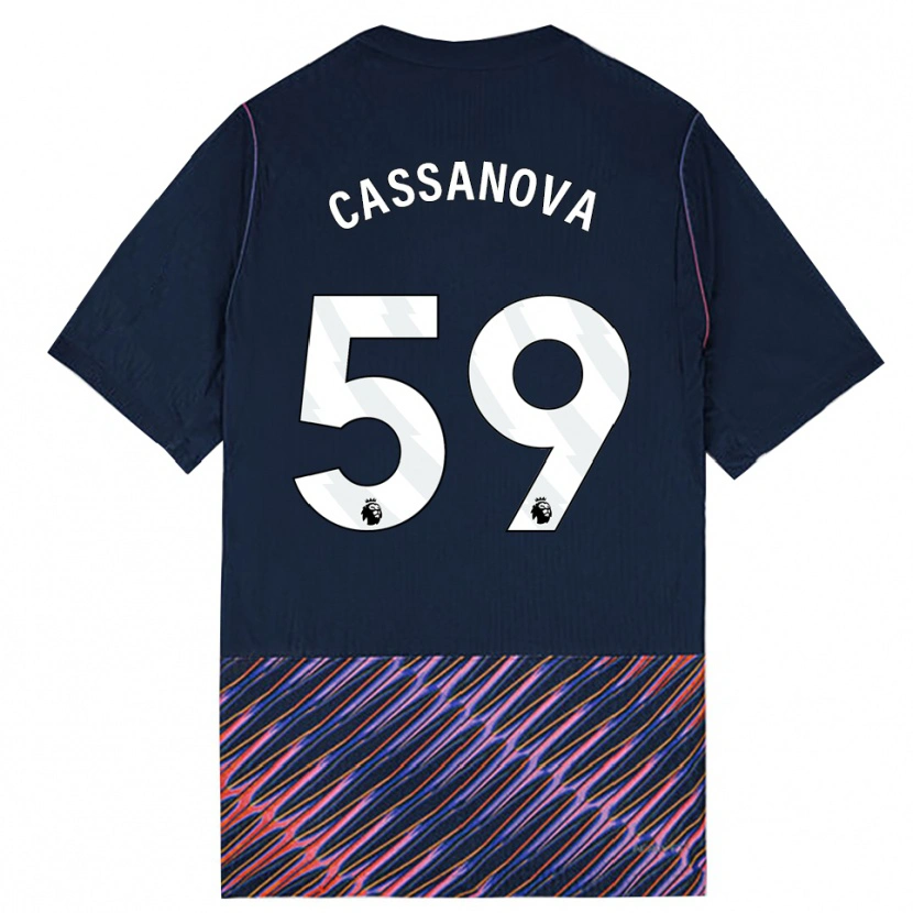 Danxen Børn Dante Cassanova #59 Kongeblå Hvid Udebane Spillertrøjer 2026/27 Trøje T-Shirt