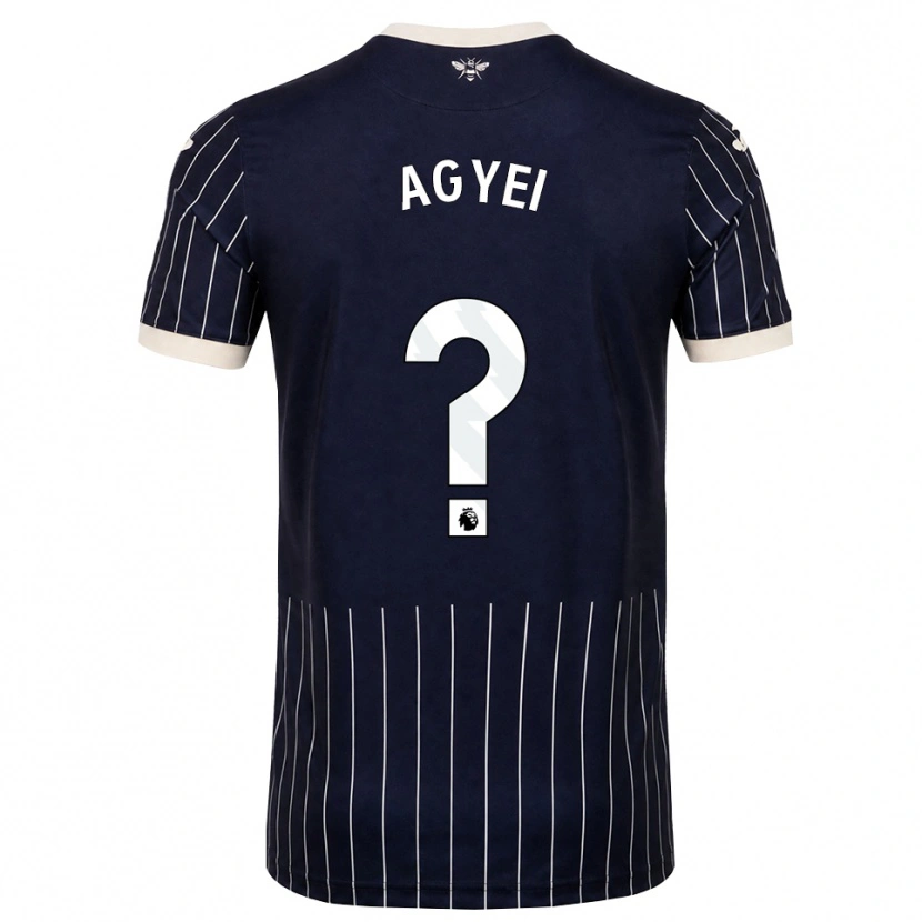 Danxen Børn Kai Agyei #0 Sort Hvid Udebane Spillertrøjer 2026/27 Trøje T-Shirt