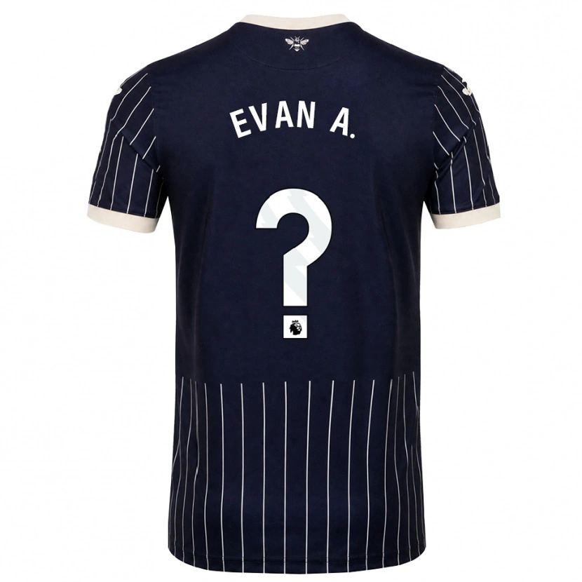 Danxen Børn Evan Anderson #0 Sort Hvid Udebane Spillertrøjer 2026/27 Trøje T-Shirt