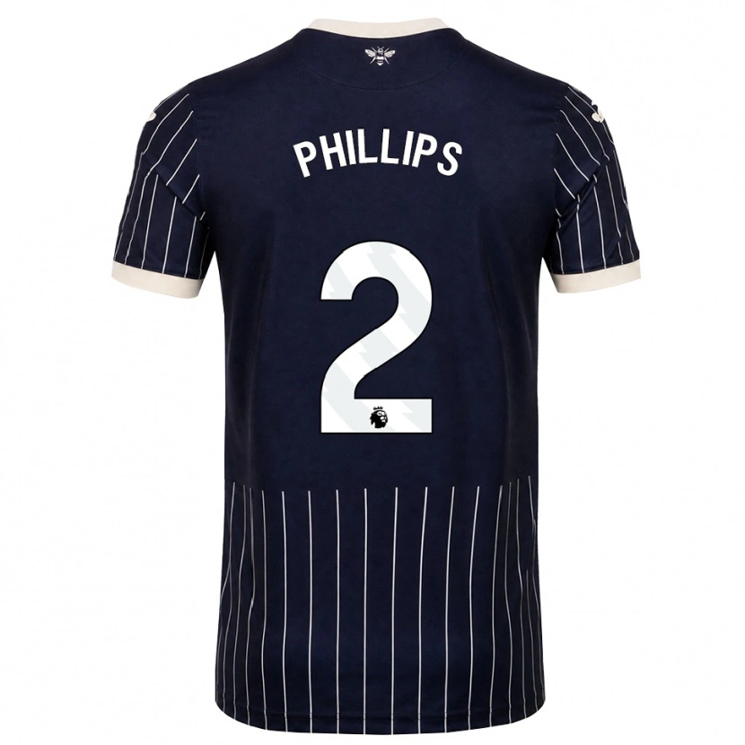 Danxen Børn Maddie Phillips #2 Sort Hvid Udebane Spillertrøjer 2026/27 Trøje T-Shirt