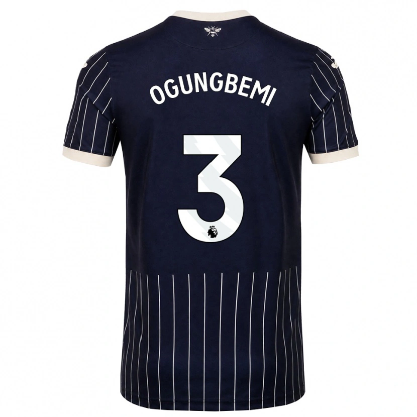 Danxen Børn Nathaniel Ogungbemi #3 Sort Hvid Udebane Spillertrøjer 2026/27 Trøje T-Shirt