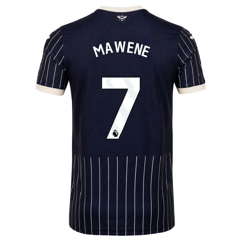 Danxen Børn Theo Mawene #7 Sort Hvid Udebane Spillertrøjer 2026/27 Trøje T-Shirt