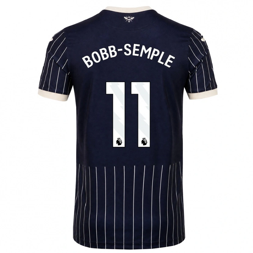 Danxen Børn Domeiro Bobb-Semple #11 Sort Hvid Udebane Spillertrøjer 2026/27 Trøje T-Shirt
