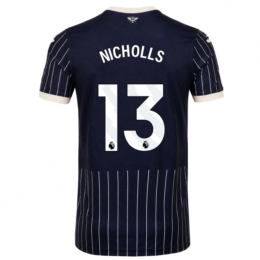 Danxen Børn Layton Nicholls #13 Sort Hvid Udebane Spillertrøjer 2026/27 Trøje T-Shirt