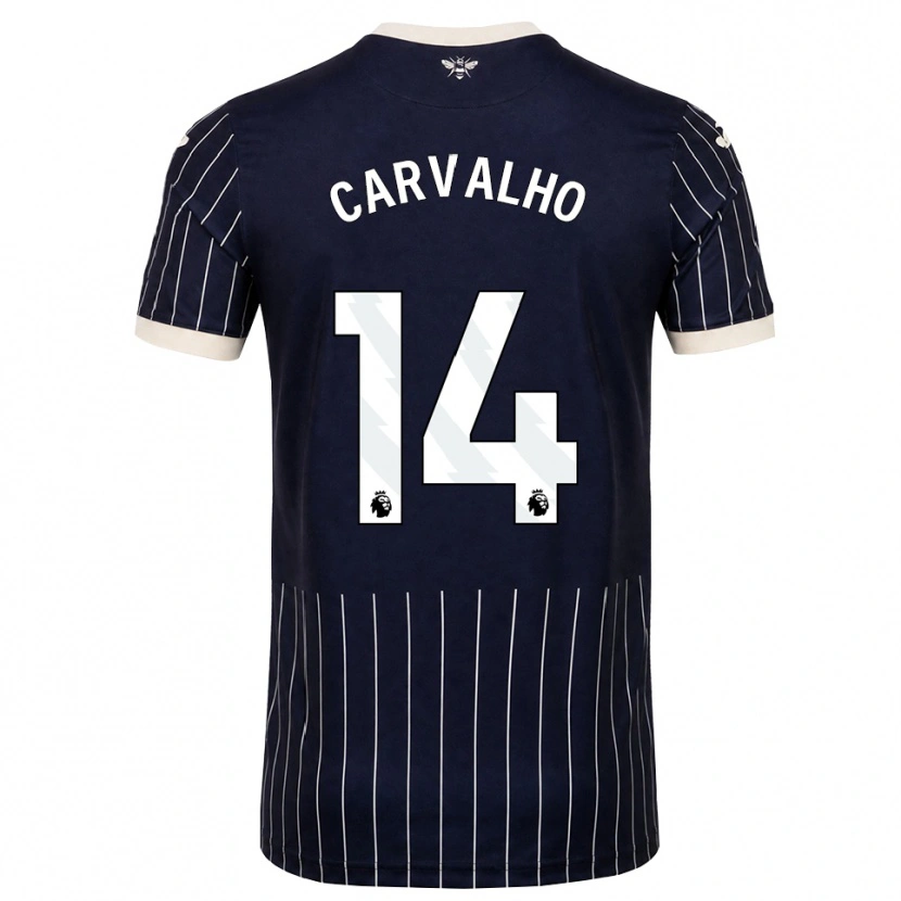 Danxen Børn Fábio Carvalho #14 Sort Hvid Udebane Spillertrøjer 2026/27 Trøje T-Shirt